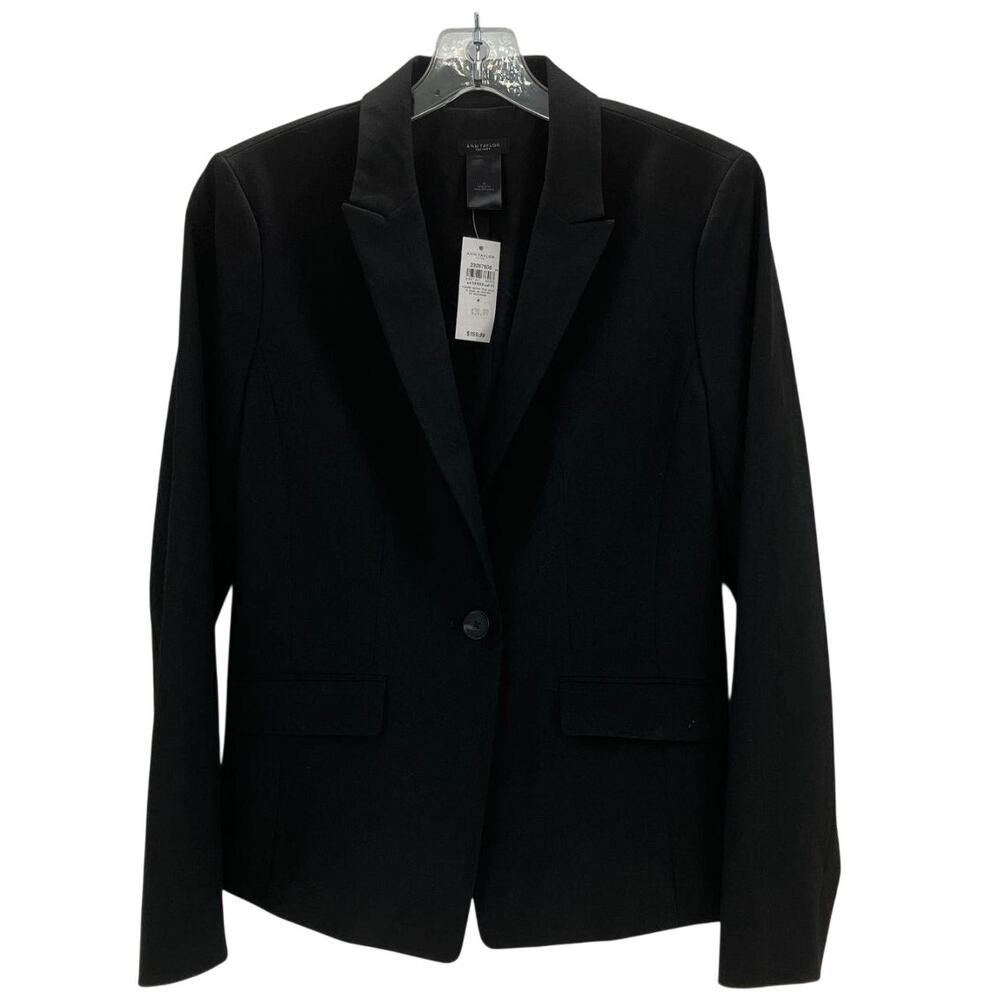 Ann Taylor Classic Black Long Sleeve Single Button Blazer Women's 4 NWT
